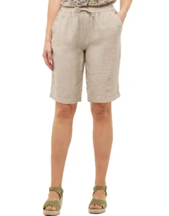 Online Bermuda beige 100% lin Shorts & Bermudas