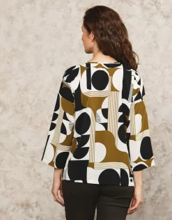 Sale Blouse ample motif blanc Hauts|Chemisiers & Blouses