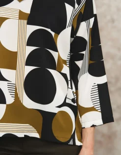 Sale Blouse ample motif blanc Hauts|Chemisiers & Blouses
