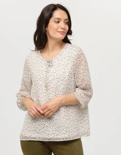 Outlet Blouse ample motif écru Hauts|Chemisiers & Blouses