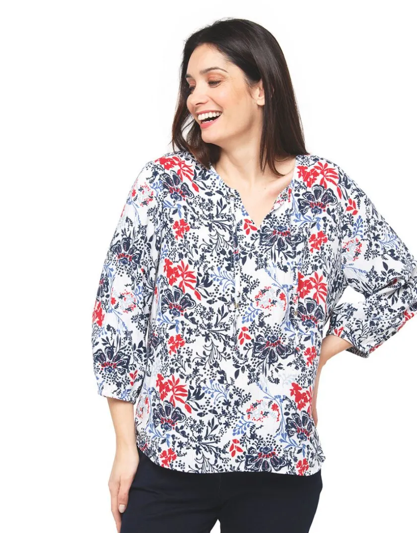 Sale Blouse blanche fleurs Chemisiers & Blouses|Hauts
