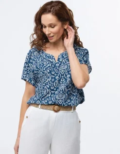 Online Blouse bleu imprimé Chemisiers & Blouses|Hauts