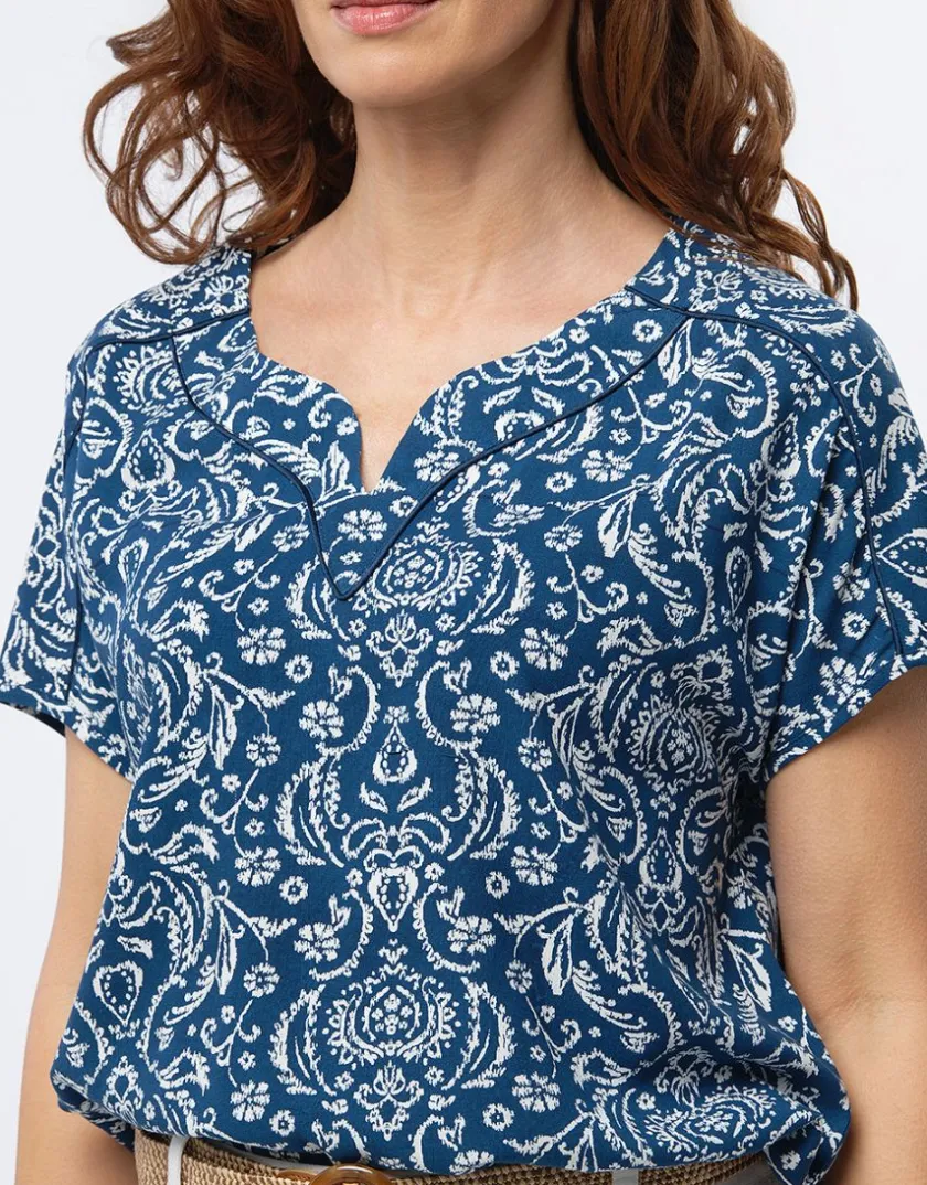 Online Blouse bleu imprimé Chemisiers & Blouses|Hauts