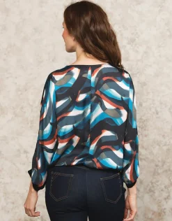 New Blouse bleu motif Chemisiers & Blouses|Hauts