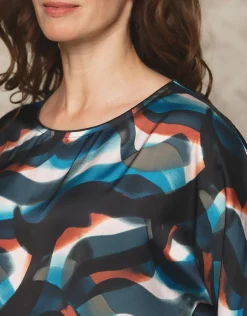New Blouse bleu motif Chemisiers & Blouses|Hauts