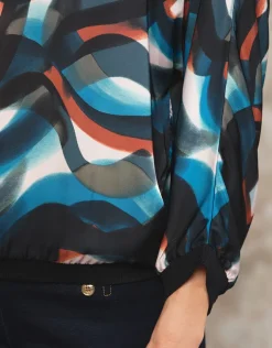 New Blouse bleu motif Chemisiers & Blouses|Hauts