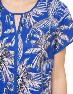 Sale Blouse bleu roi palmiers Chemisiers & Blouses|Hauts