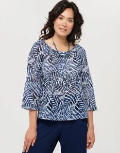 Outlet Blouse bleue 100% coton Chemisiers & Blouses|Hauts