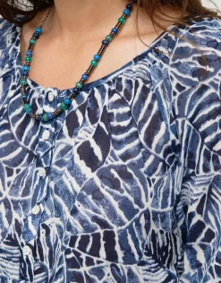 Outlet Blouse bleue 100% coton Chemisiers & Blouses|Hauts