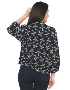 Discount Blouse brodée bleu marine Chemisiers & Blouses|Hauts