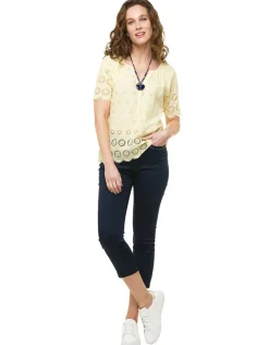 Hot Blouse broderie jaune Chemisiers & Blouses|Hauts
