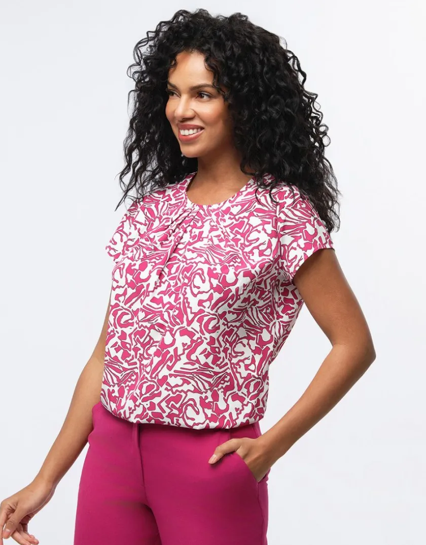 Hot Blouse chic imprimé rose Chemisiers & Blouses|Hauts