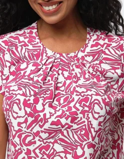 Hot Blouse chic imprimé rose Chemisiers & Blouses|Hauts