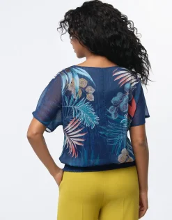 Outlet Blouse chic voile bleu Chemisiers & Blouses|Hauts