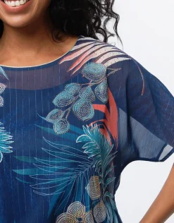 Outlet Blouse chic voile bleu Chemisiers & Blouses|Hauts