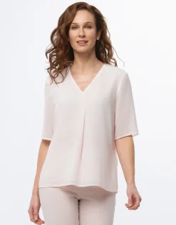 Fashion Blouse chic voile rose Chemisiers & Blouses|Hauts