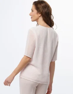 Fashion Blouse chic voile rose Chemisiers & Blouses|Hauts