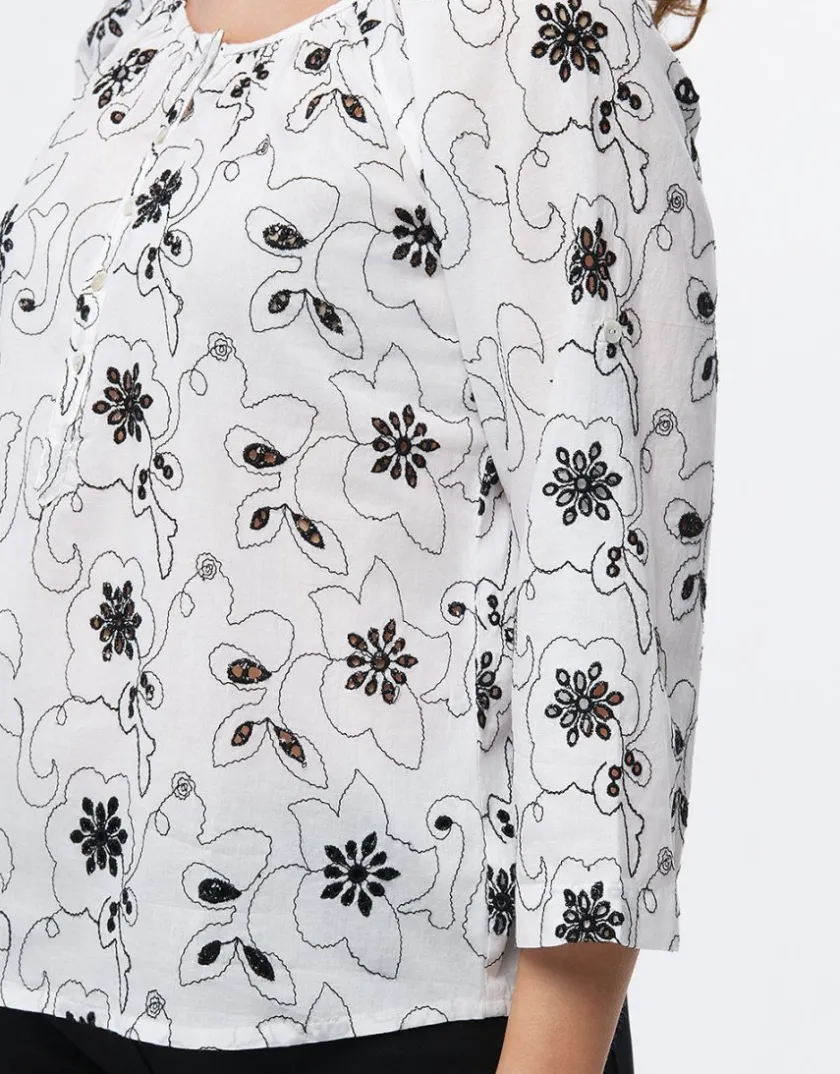 Discount Blouse coton broderie Chemisiers & Blouses|Hauts