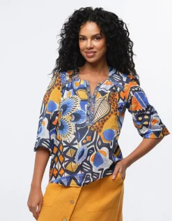 Outlet Blouse coton imprimé Chemisiers & Blouses|Hauts
