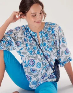 Fashion Blouse coton motif fleuri Chemisiers & Blouses|Hauts