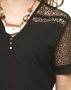 Outlet Blouse creponnée noir Chemisiers & Blouses|Hauts
