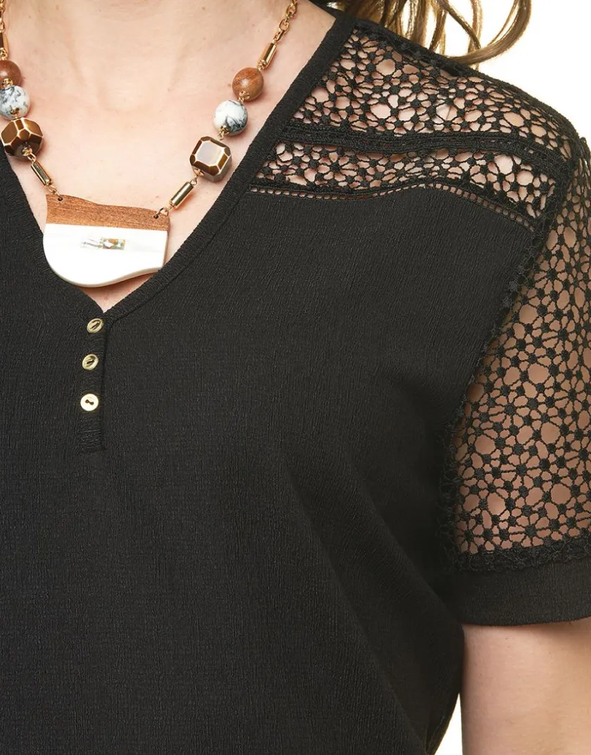 Outlet Blouse creponnée noir Chemisiers & Blouses|Hauts