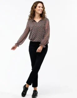 Discount Blouse crépon noir rouge Chemisiers & Blouses|Hauts
