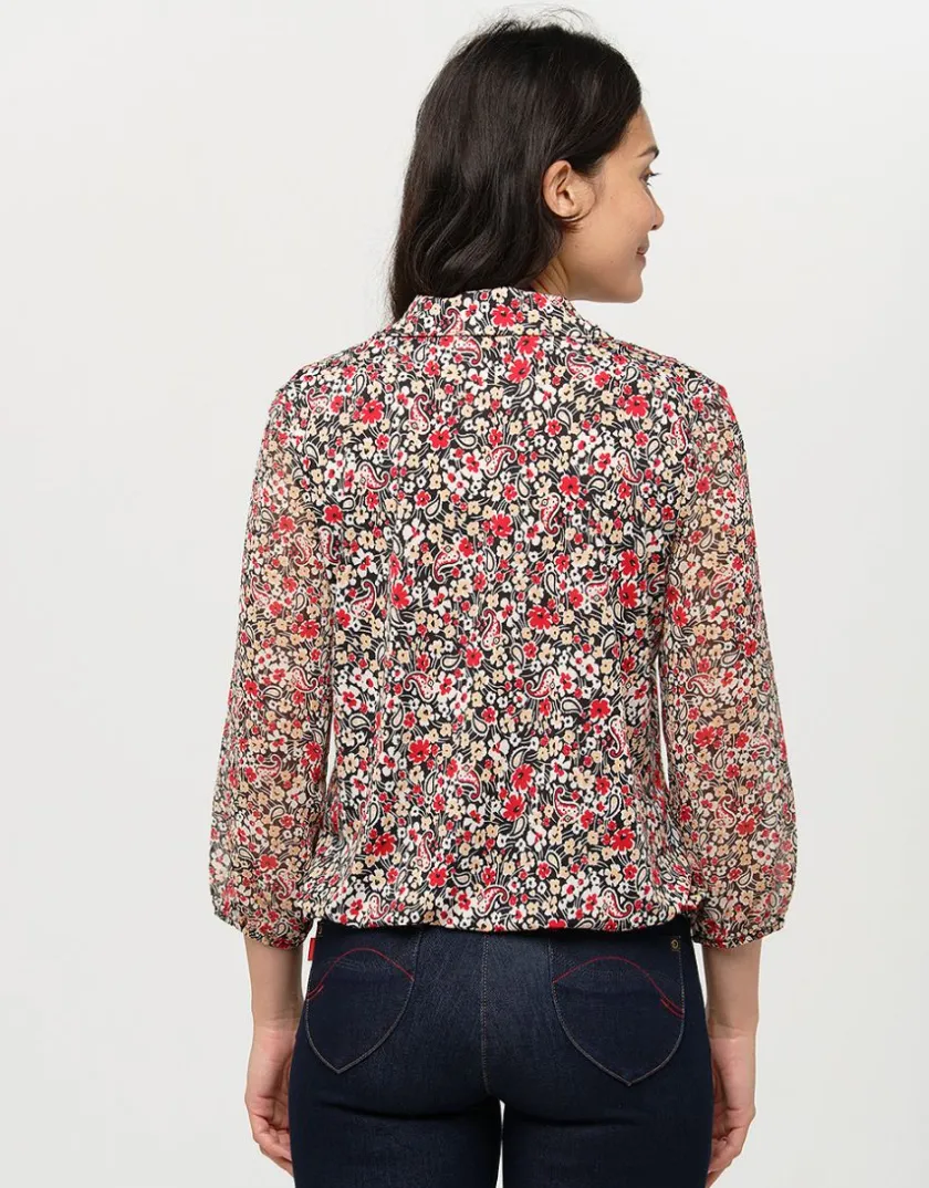 Discount Blouse fleurie rouge Chemisiers & Blouses|Hauts