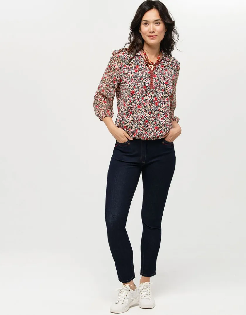 Discount Blouse fleurie rouge Chemisiers & Blouses|Hauts