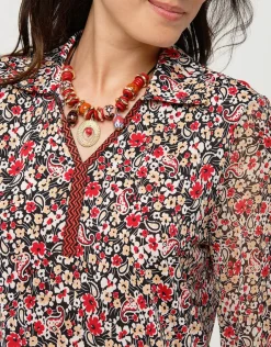 Discount Blouse fleurie rouge Chemisiers & Blouses|Hauts