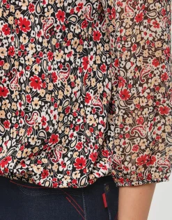 Discount Blouse fleurie rouge Chemisiers & Blouses|Hauts