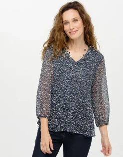 Fashion Blouse fluide voile bleue Chemisiers & Blouses|Hauts