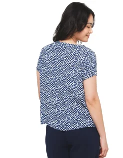 Clearance Blouse imprimé bleu Chemisiers & Blouses|Hauts