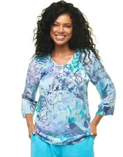 Sale Blouse imprimée bleu Chemisiers & Blouses|Hauts