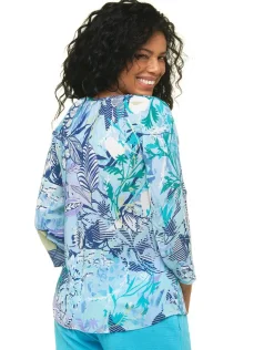 Sale Blouse imprimée bleu Chemisiers & Blouses|Hauts