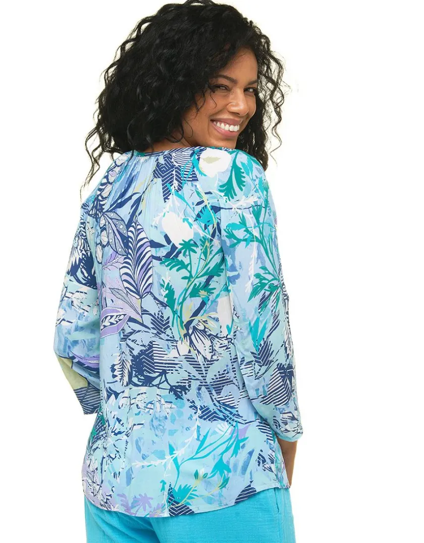 Sale Blouse imprimée bleu Chemisiers & Blouses|Hauts