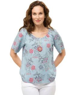 Hot Blouse lyocell bleu ciel Chemisiers & Blouses|Hauts