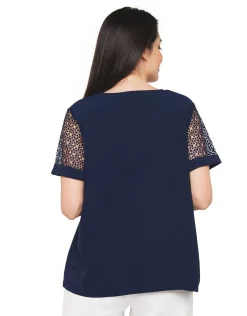 Clearance Blouse marine dentelle Chemisiers & Blouses|Hauts
