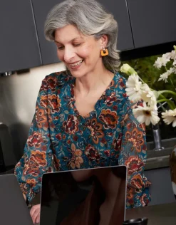 Discount Blouse motif floral bleu Chemisiers & Blouses|Hauts