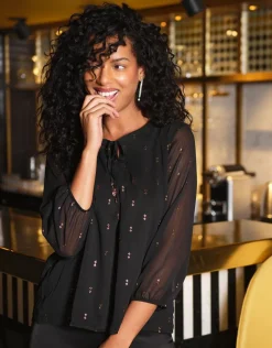 Sale Blouse noir à motifs Chemisiers & Blouses|Hauts