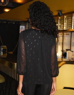Sale Blouse noir à motifs Chemisiers & Blouses|Hauts