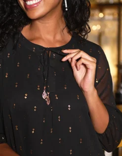 Sale Blouse noir à motifs Chemisiers & Blouses|Hauts