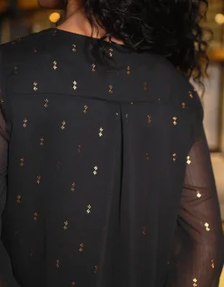 Sale Blouse noir à motifs Chemisiers & Blouses|Hauts
