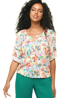 Outlet Blouse orange fleurs Chemisiers & Blouses|Hauts
