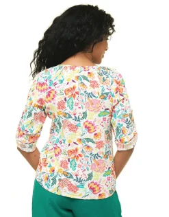 Outlet Blouse orange fleurs Chemisiers & Blouses|Hauts