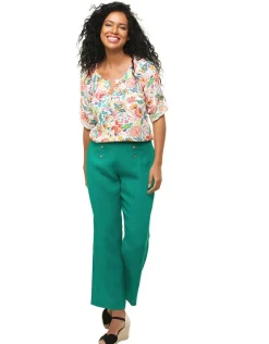 Outlet Blouse orange fleurs Chemisiers & Blouses|Hauts