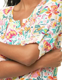 Outlet Blouse orange fleurs Chemisiers & Blouses|Hauts