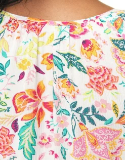 Outlet Blouse orange fleurs Chemisiers & Blouses|Hauts