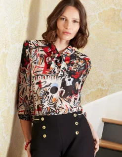 Sale Blouse orange imprimée Chemisiers & Blouses|Hauts