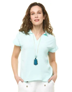 Clearance Blouse polo vert menthe Chemisiers & Blouses|Hauts